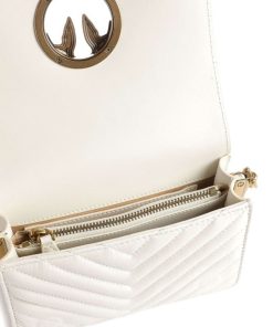 Donna PINKO Borsa | Borsa Bianco Seta-Antique Gold