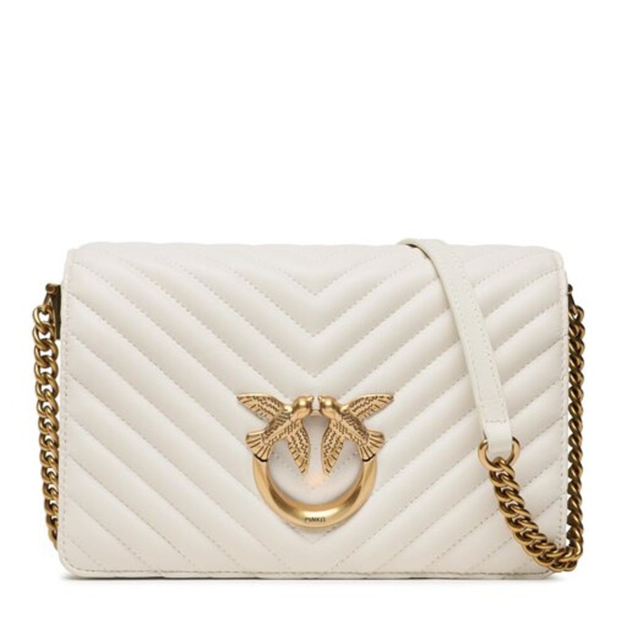 Donna PINKO Borsa | Borsa Bianco Seta-Antique Gold