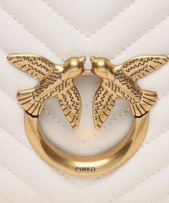 Donna PINKO Borsa | Borsa Bianco Seta-Antique Gold