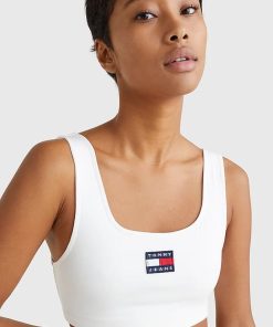 Donna TOMMY JEANS Top/ Reggiseno | Tjw Super Crop Badge, Ybr White