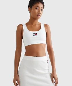 Donna TOMMY JEANS Top/ Reggiseno | Tjw Super Crop Badge, Ybr White