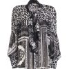 Donna FRACOMINA Camicia | Shirt W/Baloon Sleeves Print Blackwhite