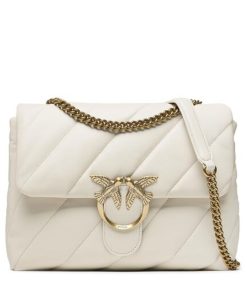 Donna PINKO Borsa | Borsa Bianco Seta-Antique Gold