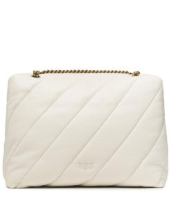 Donna PINKO Borsa | Borsa Bianco Seta-Antique Gold