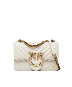 Donna PINKO Borsa | Borsa Bianco Seta-Antique Gold