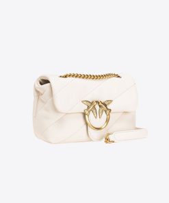 Donna PINKO Borsa | Borsa Bianco Seta-Antique Gold