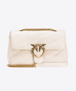 Donna PINKO Borsa | Borsa Bianco Seta-Antique Gold