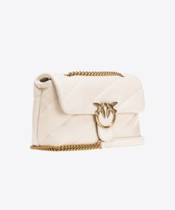 Donna PINKO Borsa | Borsa Bianco Seta-Antique Gold