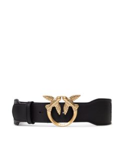 Donna PINKO Cintura | Love Monogram Belt H6 Pelle Laserata Nero-Antique Gold