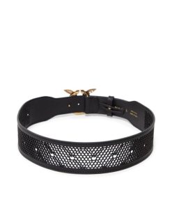 Donna PINKO Cintura | Love Monogram Belt H6 Pelle Laserata Nero-Antique Gold