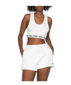 Donna TOMMY JEANS Top/ Reggiseno | Tjw Logo Wb Crop Top, Ybr White