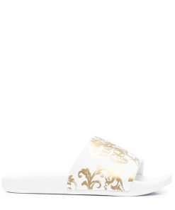 Donna VERSACE JEANS COUTURE Ciabatta | Ciabatta White/Gold